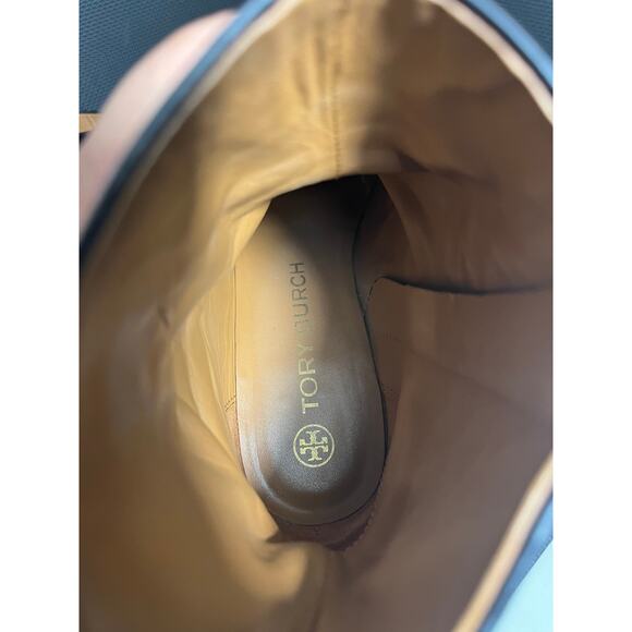 Tory Burch Women Ruby 90 Link Chain Black Leather Chunky Boots size 8.5 - Picture 9 of 9